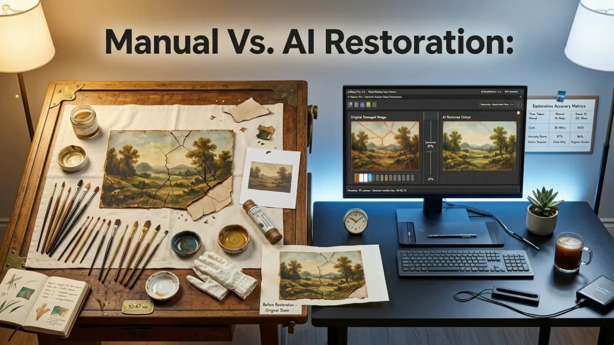 Manual vs. AI Restoration: A 2026 Comparison - how to restore old family photos