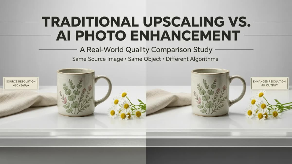 Traditional Upscaling vs. AI Photo Enhancement - enhance photo resolution online